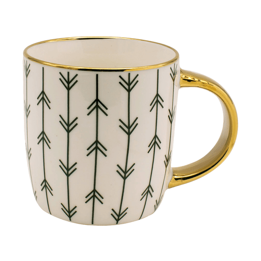 Esta taza de cerámica de 350ml con asa y detalles en dorado es perfecta para disfrutar de tu café con estilo. Es ideal para cualquier tipo de bebida, ya que soporta tanto temperaturas frías como calientes. Añadí sofisticación a tu vajilla con esta taza que sin dudas será el centro de atención en tus reuniones o momentos de relajación.