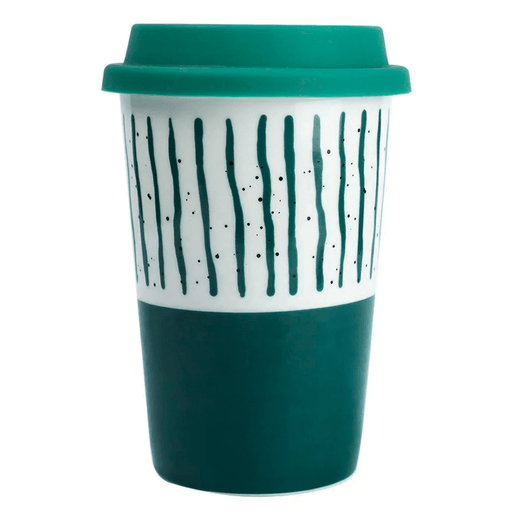 Este vaso de cerámica con tapa de silicona de 14cm de altura y capacidad para 400ml es ideal para bebidas del día a día. Su tapa tiene un orificio para que puedas beber sin quitarla, conservando la temperatura y además te permite llevarlo a cualquier lugar evitando derrames. Tiene un diseño elegante y colorido que se adapta a cualquier ocasión y momento del día. Ahora vas a poder calentar tus bebidas cuando quieras ya que es apto para microondas.