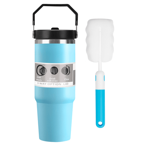 Este vaso térmico de 900ml, fabricado en acero inoxidable con aislamiento al vacío de doble pared, está diseñado para conservar la temperatura de tus bebidas por más tiempo, siendo ideal para agua, café o té. Su diseño elegante y funcional lo hace perfecto para usar en el trabajo, durante viajes o en cualquier momento del día. Cuenta con una práctica manija de transporte y su formato es apto para portavasos, lo que facilita llevarlo cómodamente en el auto. Además, incluye una tapa con sorbete de plástico, que permite disfrutar tus bebidas favoritas de forma práctica, segura y sin derrames.