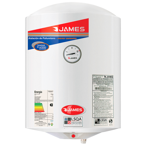 Con este termotanque James de 40 litros tendrás agua caliente en todo momento. Este termotanque te brinda una seguridad garantizada, tiene un tanque de acero con proceso Permaglass y aislación de poliuretano inyectado.