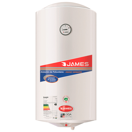 Disfrutá de agua caliente todo el día con este termotanque James de 60 litros, con eficiencia energética A. Con seguridad garantizada, tiene un tanque de acero con proceso Permaglass y aislación de poliuretano inyectado.