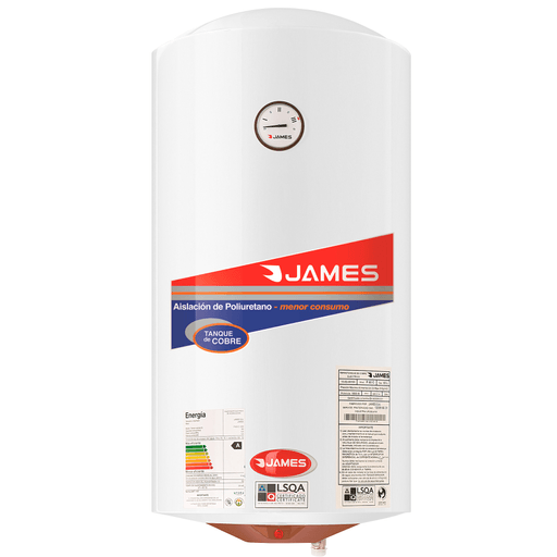 Con el termotanque James cilíndrico de 60 litros con tanque de cobre y aislación de poliuretano inyectado vas a poder acceder a una gran resistencia y máxima seguridad duradera en el tiempo. Además, cuenta con eficiencia energética A por lo que podés usarlo sin preocuparte por el consumo excesivo de energía.

