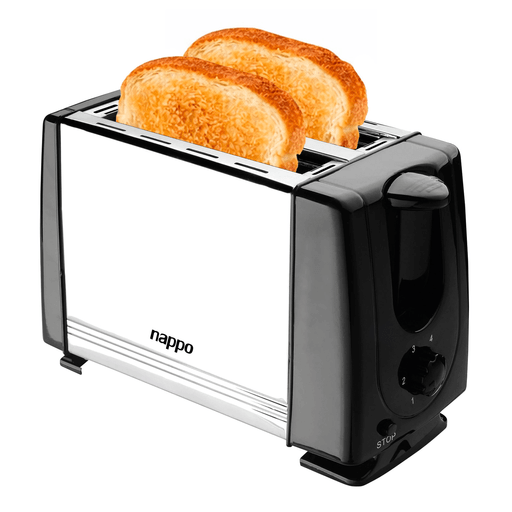 La tostadora NAPPO ofrece practicidad y eficiencia para el uso diario. Cuenta con cuerpo de acero inoxidable, potencia de 650W y capacidad para 2 rebanadas de pan. Su control de tostado con 6 niveles permite elegir el punto de dorado ideal. Incluye bandeja recogemigas extraíble para una limpieza sencilla y apagado automático para mayor seguridad. Además, posee función antibloqueo que detiene el funcionamiento si el pan se atasca.