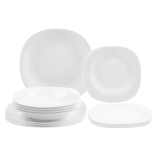Descubrí el equilibrio perfecto entre diseño, resistencia y funcionalidad con este juego de vajilla cuadrado de 12 piezas, fabricado en vidrio opal. Su formato moderno y elegante en color blanco brillante aporta un estilo contemporáneo a tu mesa, realzando cualquier tipo de decoración. El vidrio opal, mucho más resistente que el vidrio común o la cerámica tradicional, garantiza una alta durabilidad, siendo ideal para el uso diario sin preocuparte por rayaduras o roturas. Apto para microondas y lavavajillas, este set combina practicidad y sofisticación para que disfrutes al máximo tus momentos en familia o con amigos. Diseñado para 4 personas, incluye 4 platos llanos, 4 platos hondos y 4 platos de postre, todos con una atractiva forma cuadrada que hará lucir cada comida.