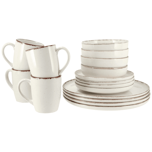 Renová la presentación de tu mesa con este set de vajilla de cerámica para 4 personas, diseñado para combinar elegancia y practicidad en cada comida. Fabricado en cerámica resistente de alta calidad, ofrece durabilidad para el uso cotidiano. Su acabado blanco brillante con pintas y bordes en tono marrón aporta un estilo moderno y sofisticado que realza cualquier preparación. Además, su diseño apilable permite guardarlo fácilmente optimizando el espacio, y es apto para microondas y lavavajillas, brindando mayor comodidad y practicidad en el día a día.