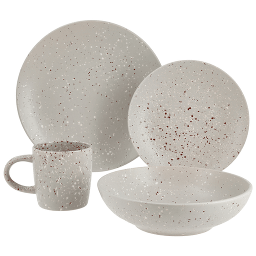 La vajilla de cerámica de 16 piezas para 4 personas combina estilo moderno y funcionalidad para vestir tu mesa con elegancia. Su diseño minimalista con pintas decorativas aporta un toque contemporáneo y distintivo que se adapta fácilmente a distintos estilos de cocina y comedor. Fabricada en cerámica de alta calidad, es resistente al uso diario y a las manchas, además de ser apta para microondas y lavavajillas, ofreciendo practicidad en cada comida. Ideal tanto para cenas familiares como para ocasiones especiales, este set permite presentar tus platos con una estética cuidada y moderna.