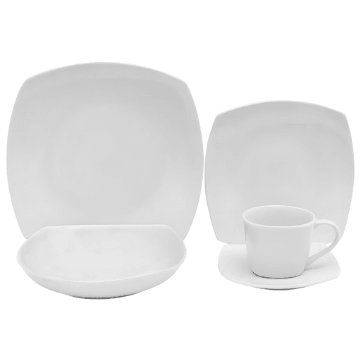 Este Juego de Vajilla Cuadrada de 20 piezas en porcelana blanca es la elección perfecta para agregar elegancia y estilo a tu mesa. Estas piezas duraderas y resistentes están diseñadas con un estilo nórdico moderno que complementará cualquier decoración. Además, son aptas para microondas y lavavajillas, lo que las hace prácticas y fáciles de limpiar. Con su material de alta calidad y su diseño atemporal, esta vajilla será el complemento ideal para tus comidas y cenas especiales. 