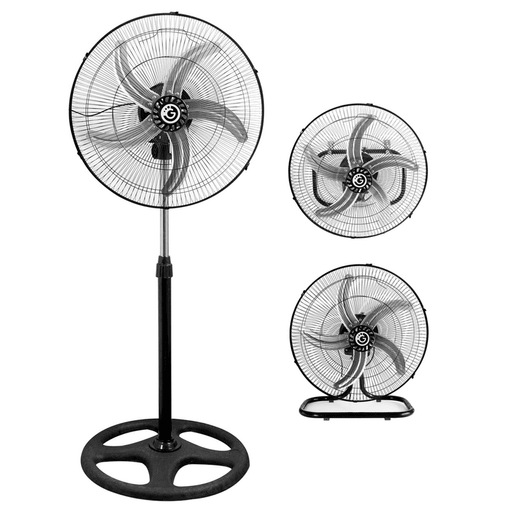 El ventilador 3 en 1 Goldtech es la opción perfecta para mantener tu hogar fresco durante los días calurosos de verano. Con una potencia de 55W, 3 velocidades de intensidad, 5 aspas metálicas y parrilla cromada, te brinda el máximo confort en cualquier situación. Gracias a sus tres modalidades de uso, podés colocarlo tanto en el suelo como en una mesa o fijarlo a la pared. Además, tiene un diámetro de 53cm y altura regulable de 130cm, que garantiza una cobertura amplia y eficiente para la habitación donde lo coloques.