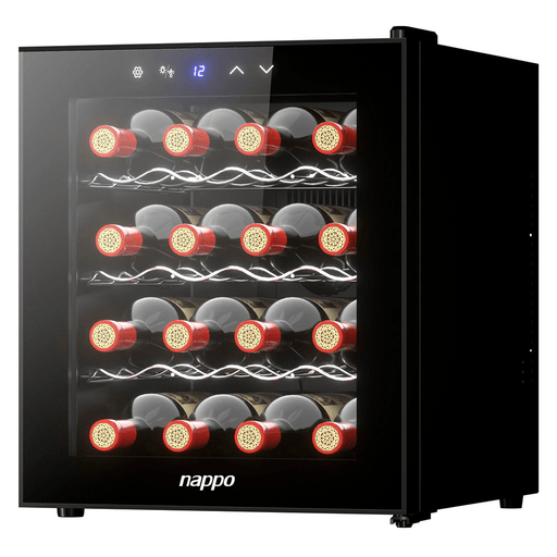 La enfriadora de vinos NAPPO de 58W es una opción práctica y elegante para conservar tus vinos en condiciones óptimas. Con capacidad para hasta 16 botellas estándar, permite mantener una temperatura regulable entre 12 y 18°C, ideal para preservar el sabor y aroma de cada variedad. Incorpora un panel táctil intuitivo con controles de configuración y ajuste de temperatura, facilitando su uso diario. Su sistema de refrigeración por semiconductor, junto con la disipación mediante aletas térmicas y ventilador, asegura un funcionamiento eficiente y silencioso. Compacta y moderna, es perfecta para hogares o espacios reducidos, ofreciendo un almacenamiento seguro y organizado para tus vinos favoritos.