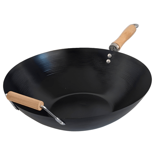 Descubrí la experiencia de cocinar con el wok de acero al carbono, diseñado para potenciar el sabor de tus platos con una cocción uniforme y eficiente. Su superficie antiadherente facilita la preparación de todo tipo de comidas, evitando que los ingredientes se peguen y permitiendo una limpieza sencilla; además su asa de madera te ofrece un agarre cómodo y seguro. Ideal para salteados, frituras y guisos, es la elección perfecta para quienes buscan durabilidad y calidad en su cocina. ¡Dale un toque profesional a tus recetas con este wok versátil y resistente!