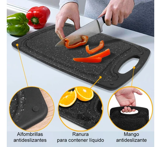 Juego De 3 Tablas De Cortar Kimiup De Plástico Con Ranuras P | Envío Gratis