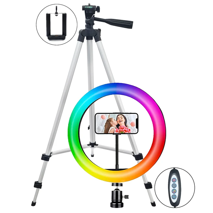 Aro De Luz LED RGB Anillo 26cm Trípode Control con Regulación