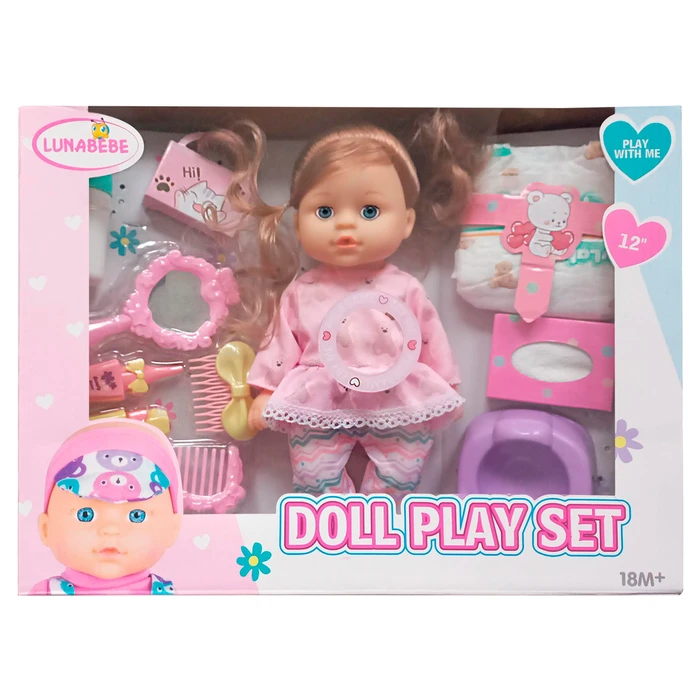 Set Infantil Muñeca de 28cm Realista, Cierra sus Ojos, Toma