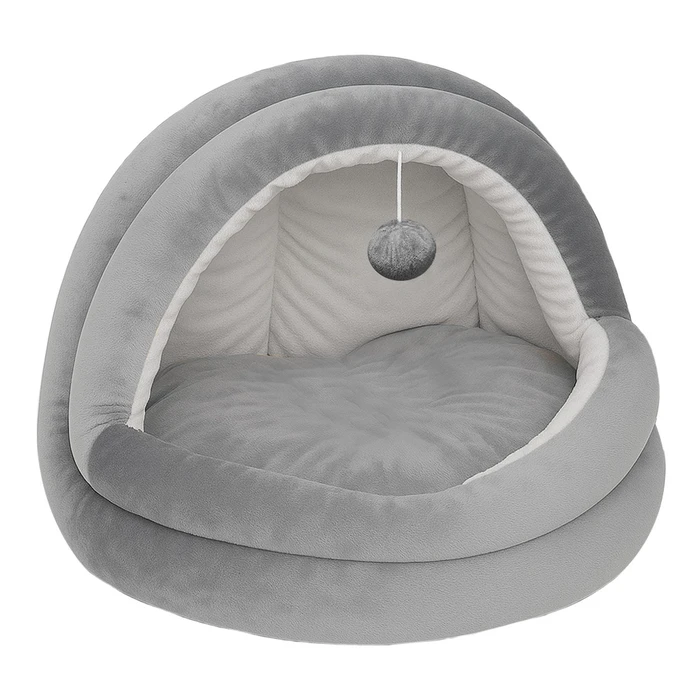 Cama Iglú para Mascotas con Base Antideslizante y Pompón de Felpa