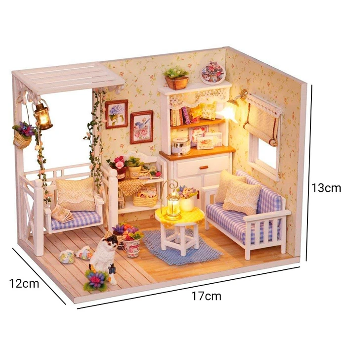 Mini Casa Para Armar con Luces LED y Accesorios Completos a Escala