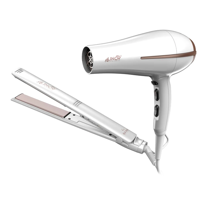Combo GAMA Plancha de Pelo Elegance Lino ST Ceramic Ion Secador