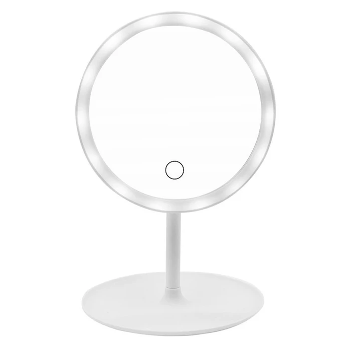 Espejo Redondo con Luz LED, Botón Tácil, Rotación de 180°, 3 Tipos de ...