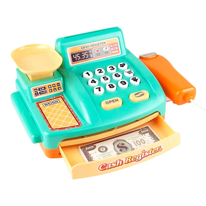 GOPLUS Tienda De Comestibles De Madera Para Niños – Juego De Supermercado Con Cajón POS, Máquina Expendedora Y 13 Accesorios, Verde