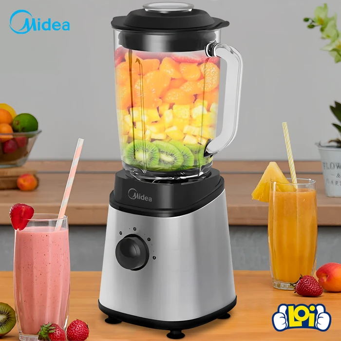 Licuadora MIDEA BL2526 1000W Acero Inox Jarra de Cristal de