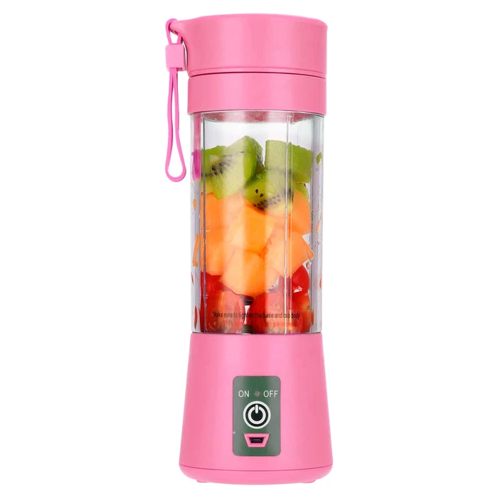 Mini Licuadora Portátil Recargable con Vaso Desmontable Rosa