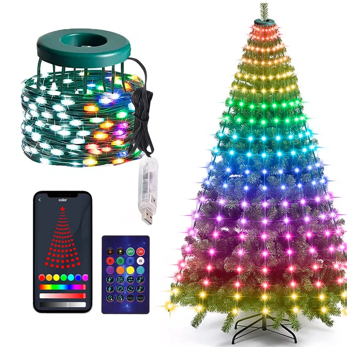 Luces de Navidad Smart LED 200 Luces, 10 Guías, Colores