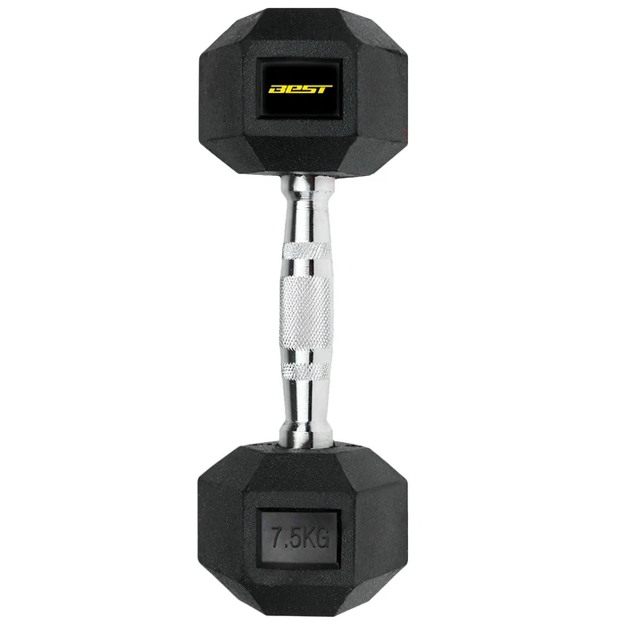 Mancuerna Hexagonal BEST Profesional de 7,5 kg, cómoda y