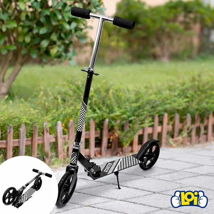 Monopatín Scooter Plegable con Altura Ajustable y Ruedas Grandes