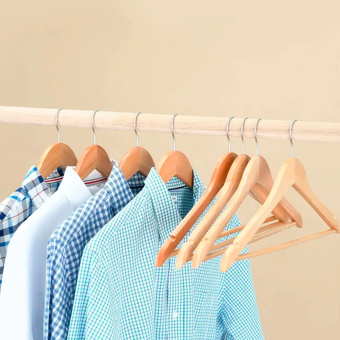 Set de Perchas de Madera con Barra para Pantalones, oferta