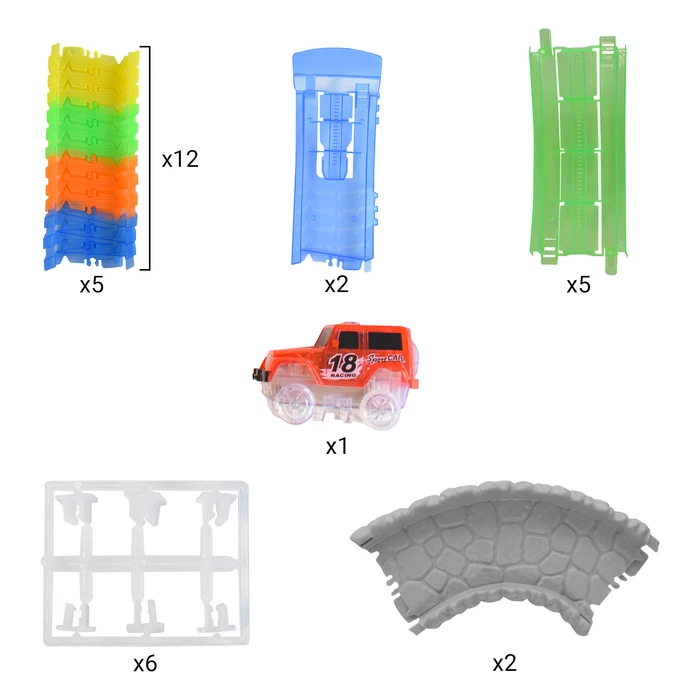 Pista De Coches Flexible De 4 Metros Con 4 Coches, Portátil Y Con Ventosas Para Niños De 3 A 6 Años, Regalo Ideal (M2)