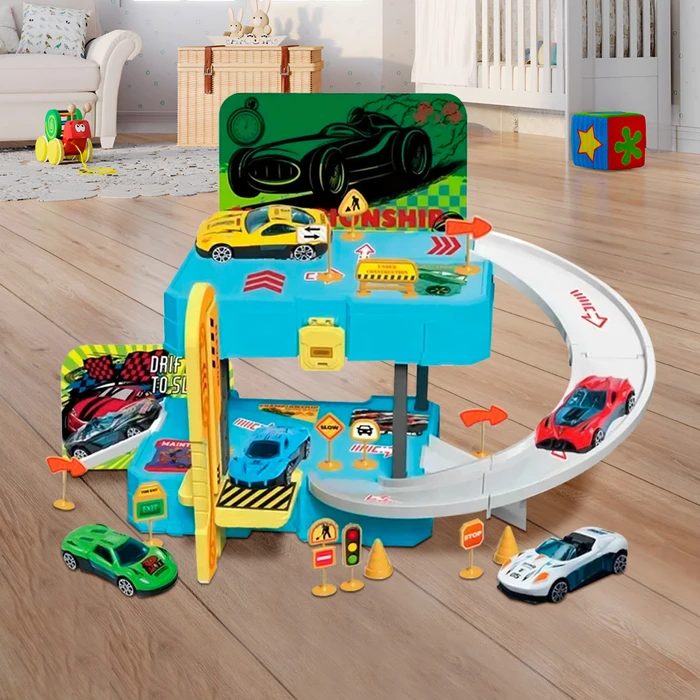 Maleta de Juguete con Pista y Estacionamiento para Autos de
