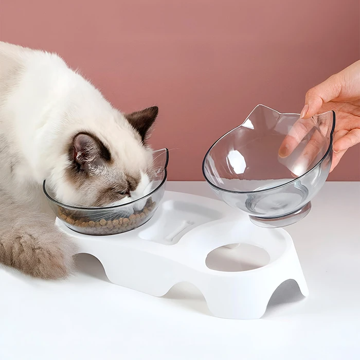 Plástico 32cm Doble Mascota Cuenco Perro Gato: Comida Y Agua En Un Solo Lugar (Apto Lavavajillas)