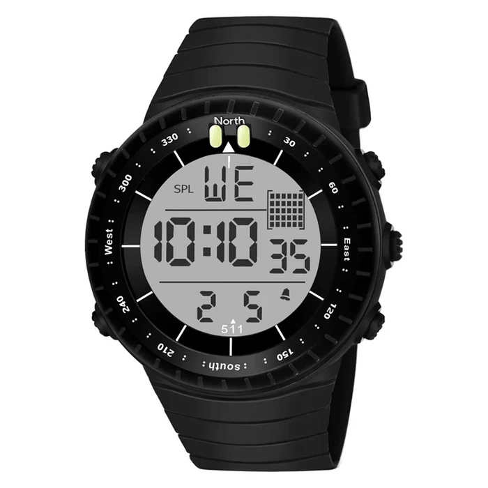 Reloj Digital Deportivo de 52mm Retroiluminado LED, con Calendario