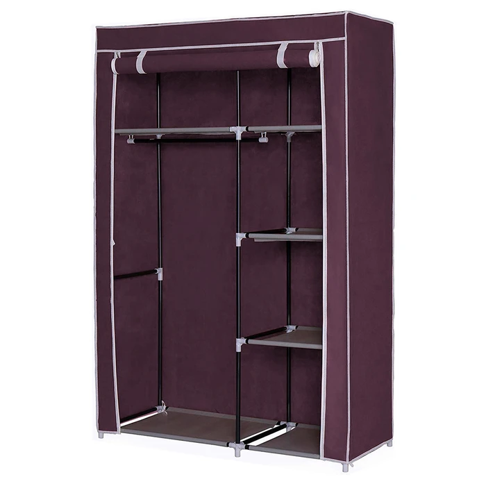 Ropero de Tela Plegable con Perchero y 5 Estantes - Vino, oferta LOi.