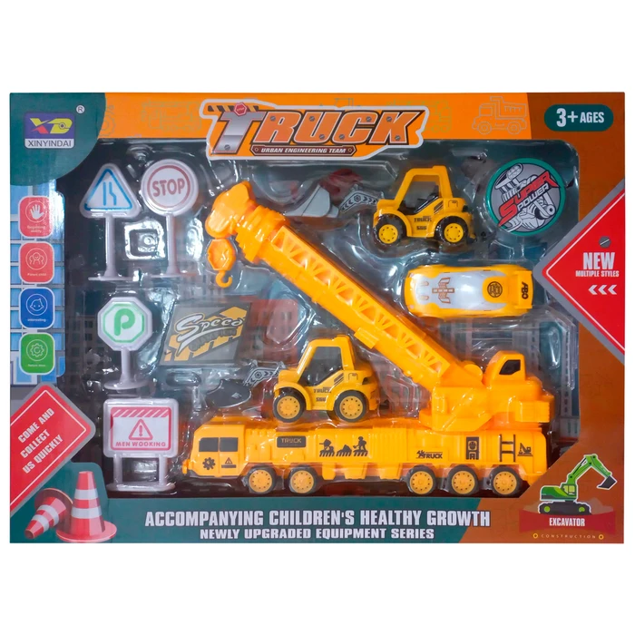 Set de Construcción de Juguete con Grúa, Vehículos y Señales de