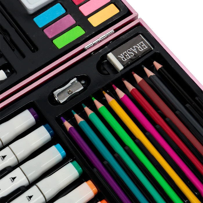 Kit De Dibujo Profesional Maletin Marcadores Colores Para Ninos Crayones Lapices Pintura Acrilica Estuches Set De Arte Unicornio Plumones Graffiti 145pcs Caja Papel Para