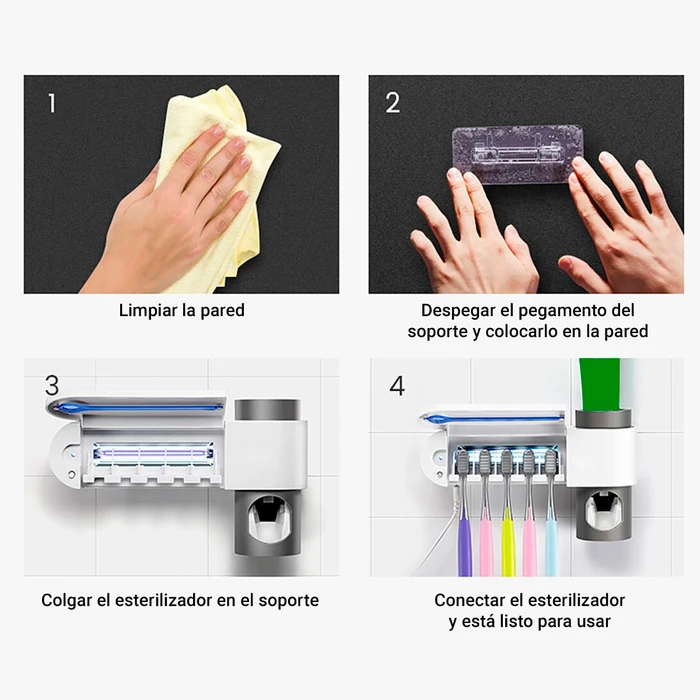 Soporte para Cepillos de Dientes con Esterilizador y Dispensador de Pasta  Dental, oferta LOi.