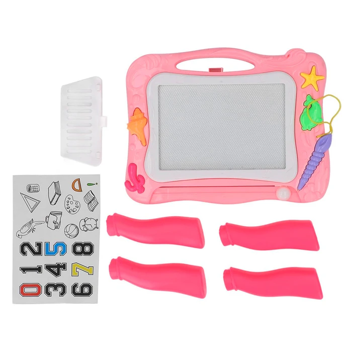 Pizarra Magnética De Doble Cara Para Niños De 3+ Años - Con Bolígrafo Y Borrador, Juguete Educativo De Letras Y Números En Rosa