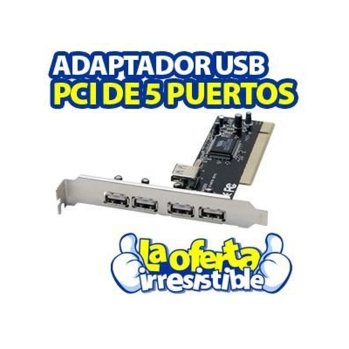 Tarjeta PCI USB con 5 puertos USB 4+1 para PC , oferta LOi.