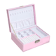 Joyero con Compartimentos de Cuero Sintético, Dos Niveles y Diferentes Compartimientos, con Llave - Rosa, al mejor precio, solo en LOi