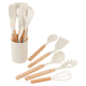 Juego Menage 11 Piezas con Soporte y Mango Símil Madera - Beige, al mejor precio, solo en LOi
