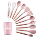 Juego de Menage en Silicona y Madera 11 Piezas + Soporte - Rosa, al mejor precio, solo en LOi