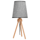 Lámpara Moderna de Mesa con Patas de Madera y Pantalla de Lino, Rosca E27 - Gris, al mejor precio, solo en LOi