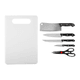 Set de Cocina de 6 Piezas con 4 Cuchillos en Acero Inoxidable con Mangos Negros, Tijera y Tabla - Blanco, al mejor precio, solo en LOi